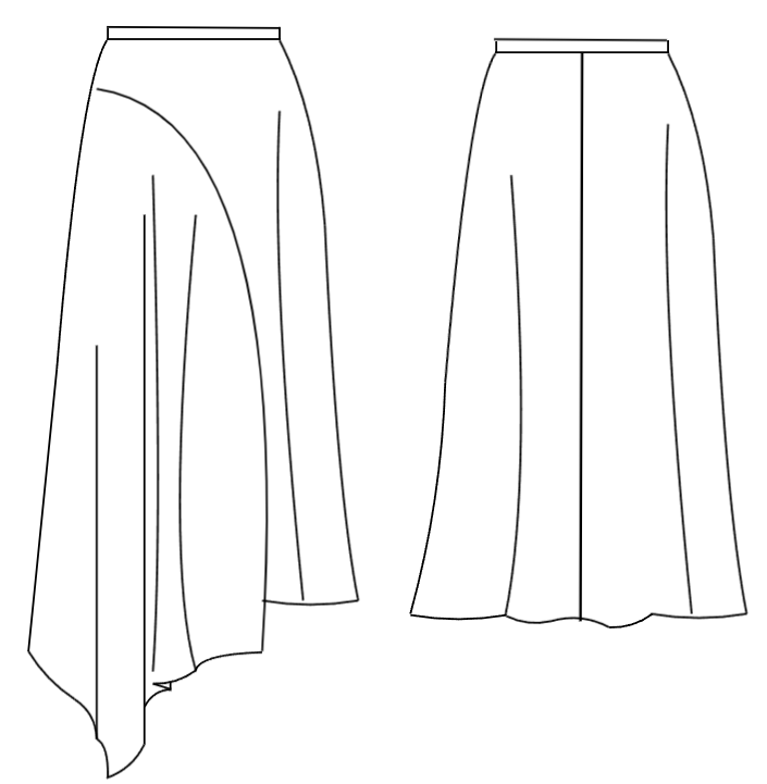 Asymmetric Midi Skirt Sewing Pattern (PDF)